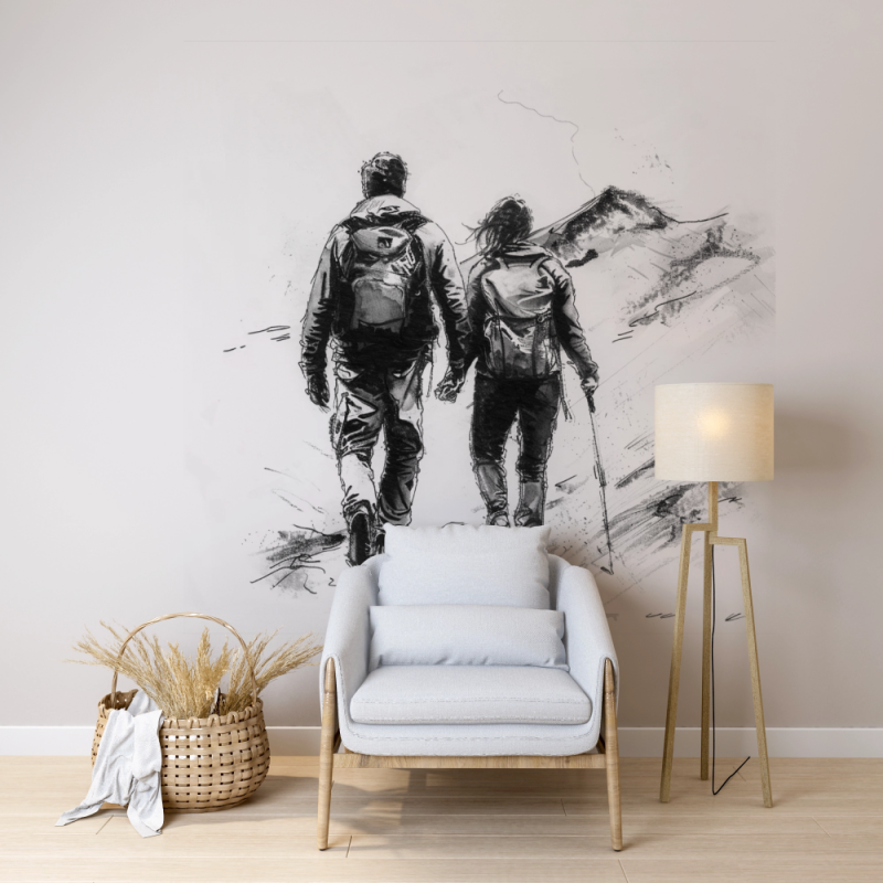 Pictură Murală cu drumeție în munți