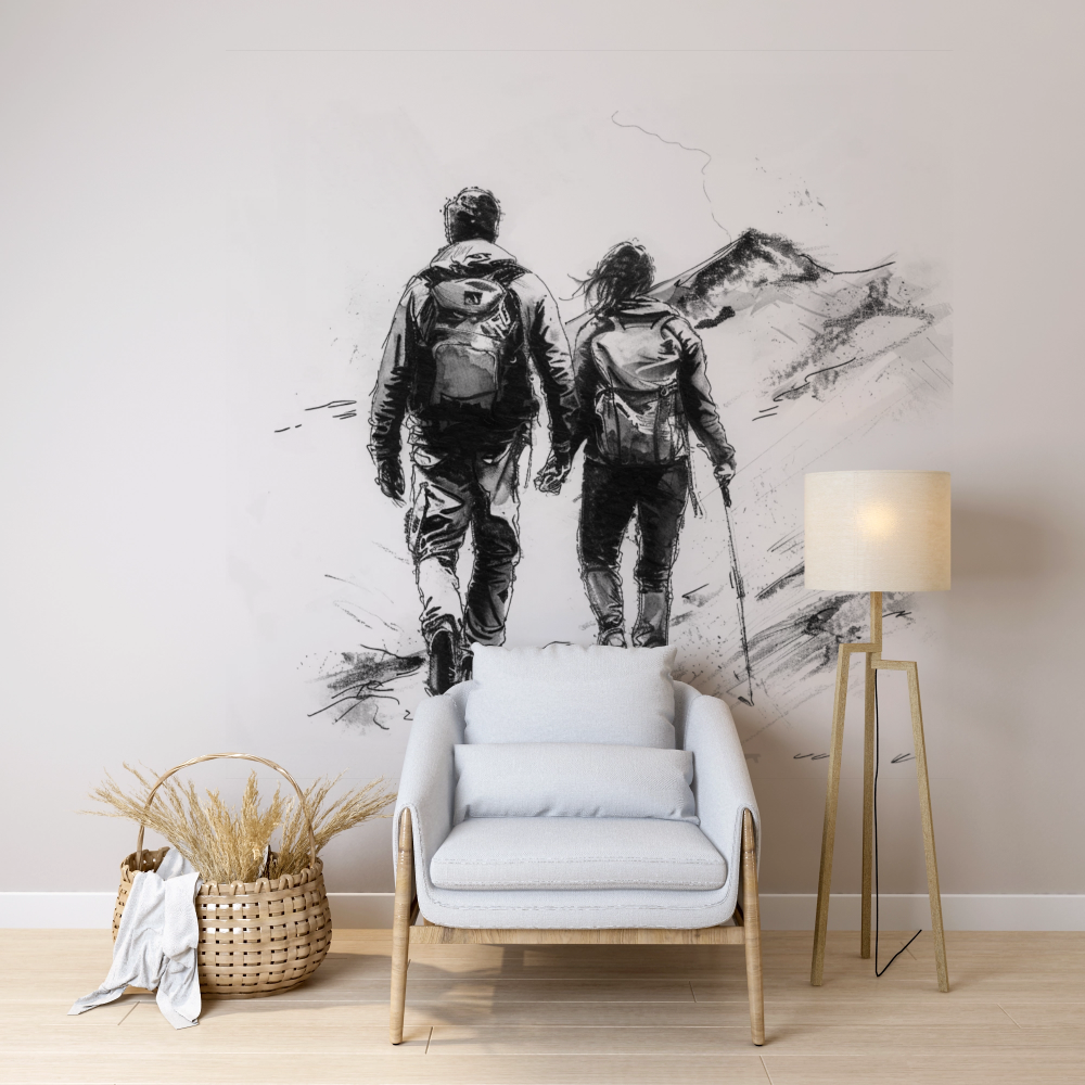 Pictură Murală cu drumeție în munți